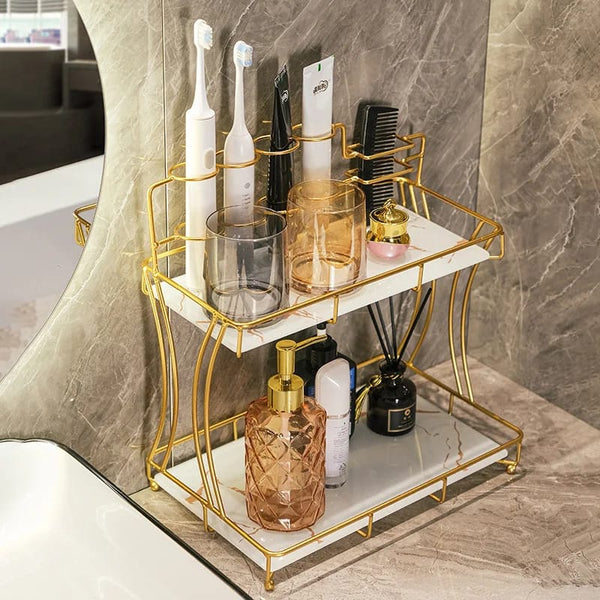2 Tier Bathroom Vanity Organizer Makeup Shelf Bathroom Organizer