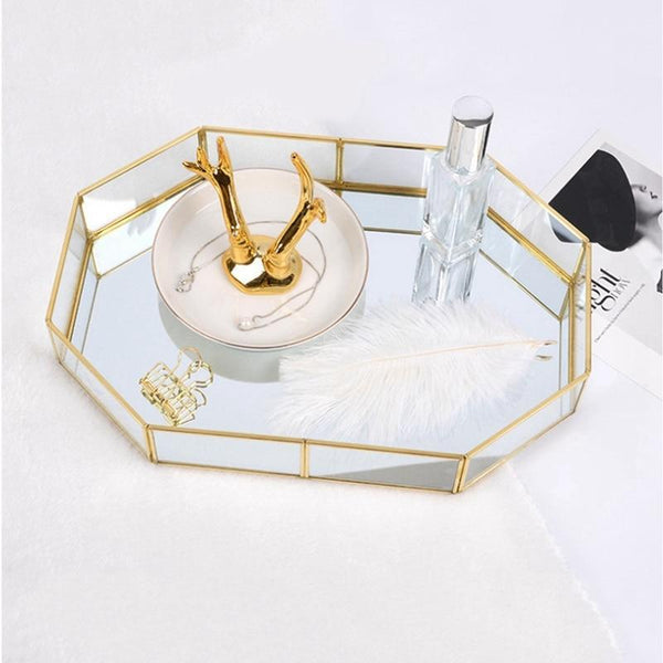 Round Serving, jewelry, makeup tray