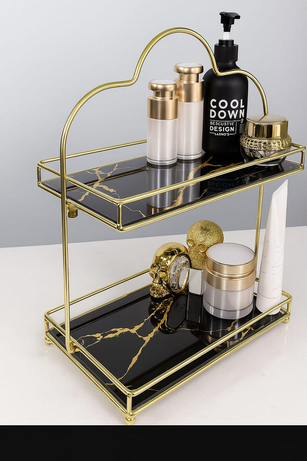 2 Tier Bathroom Organizer Cosmetic Storage Shelf for Dresser and Countertop