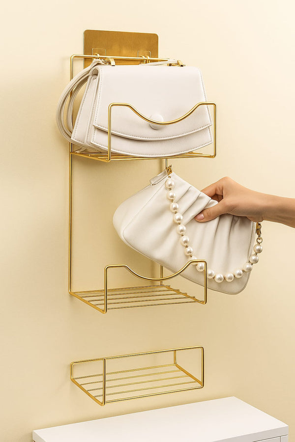 Wall Mount Handbag Organizer with 2-Layer Shelf